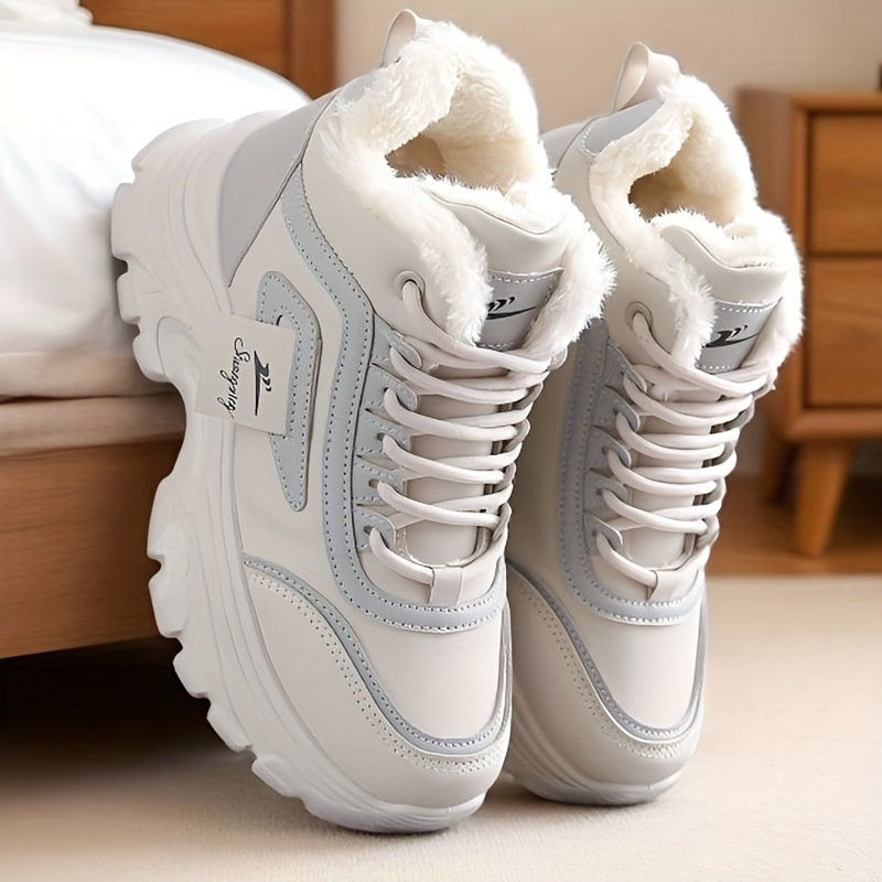 Chaussures de coton chaud casual sport haut de gamme, doublées de polaires femmes