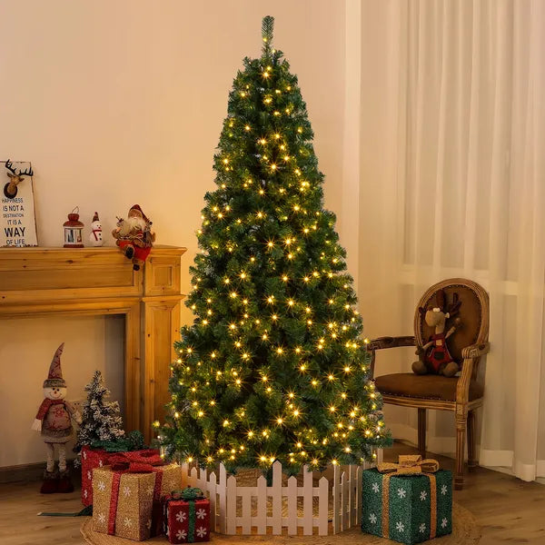 FCH 6ft matériau PVC bricolage 150 lumières couleur chaude 8 modes 1050 branches arbre de Noël vert