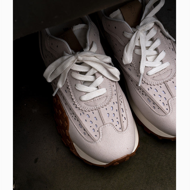 Retro Niche Sneakers de blocage de couleur casuale de jogging à fond épais