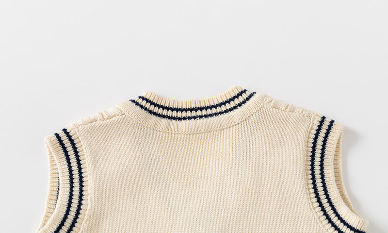 Veste tricotée à l'aiguille en V pour garçon