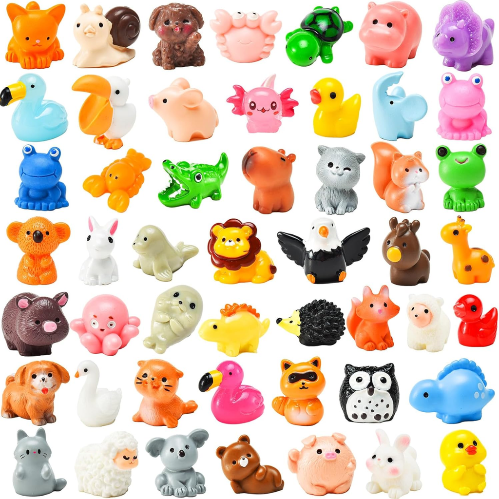 50 Pcs Mini résine animaux minuscules Résine animaux Figurines Bulk Miniature peu à cacher