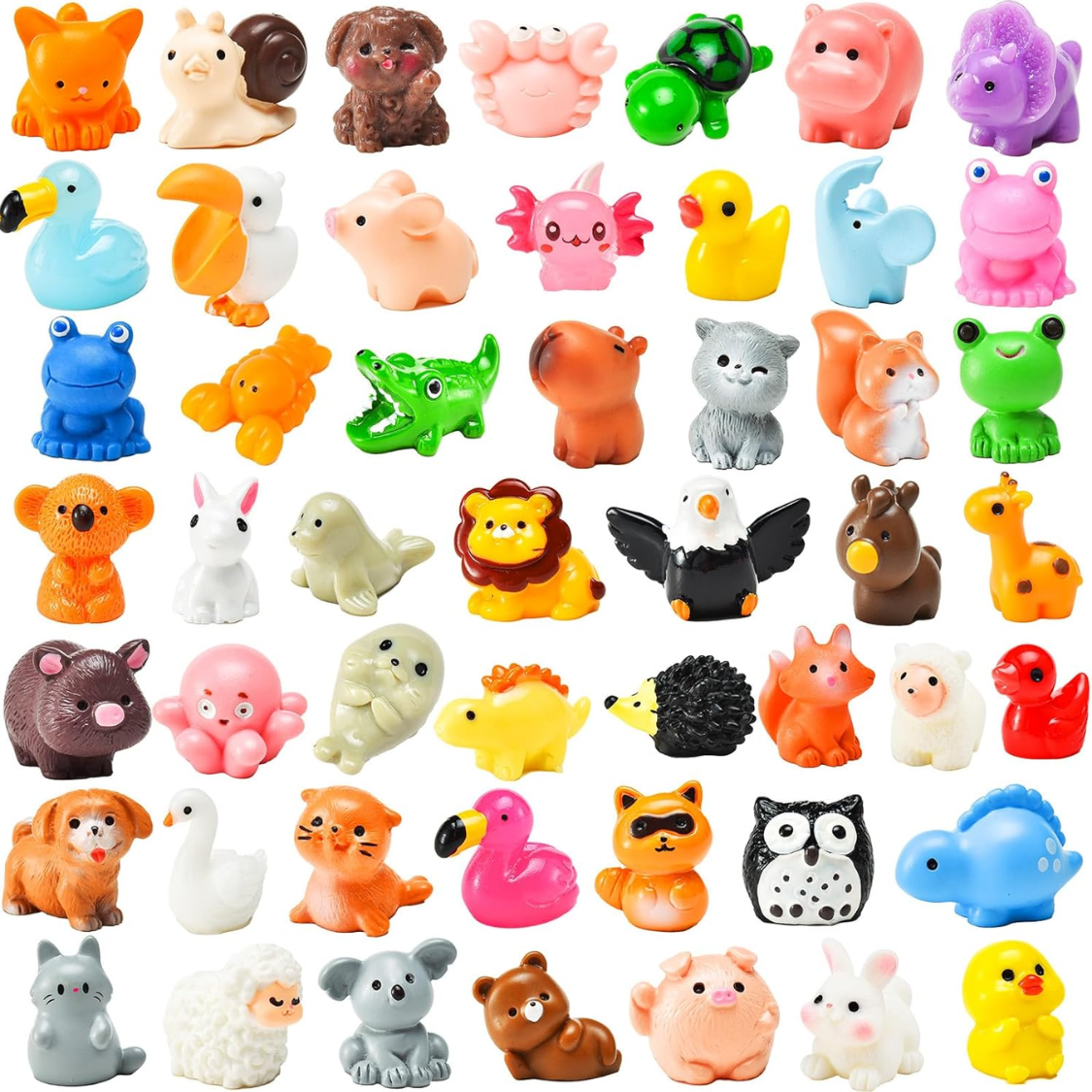 50 Pcs Mini résine animaux minuscules Résine animaux Figurines Bulk Miniature peu à cacher