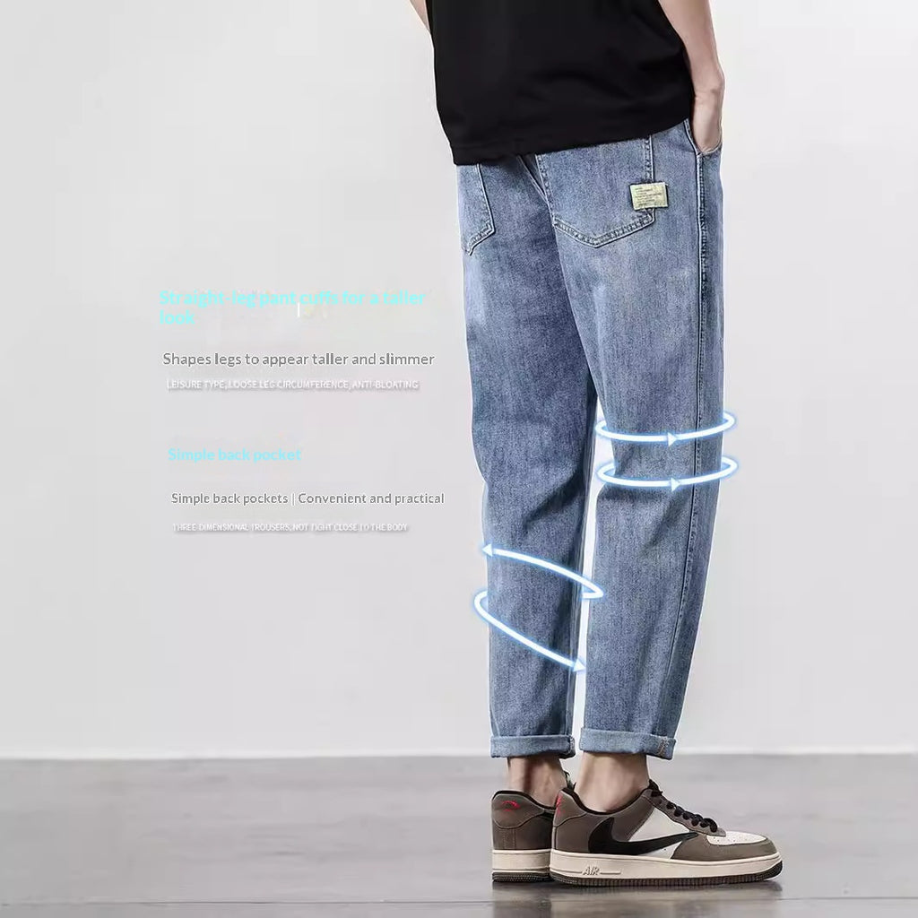 Jeans Denim minces Hommes perdre la jambe droite
