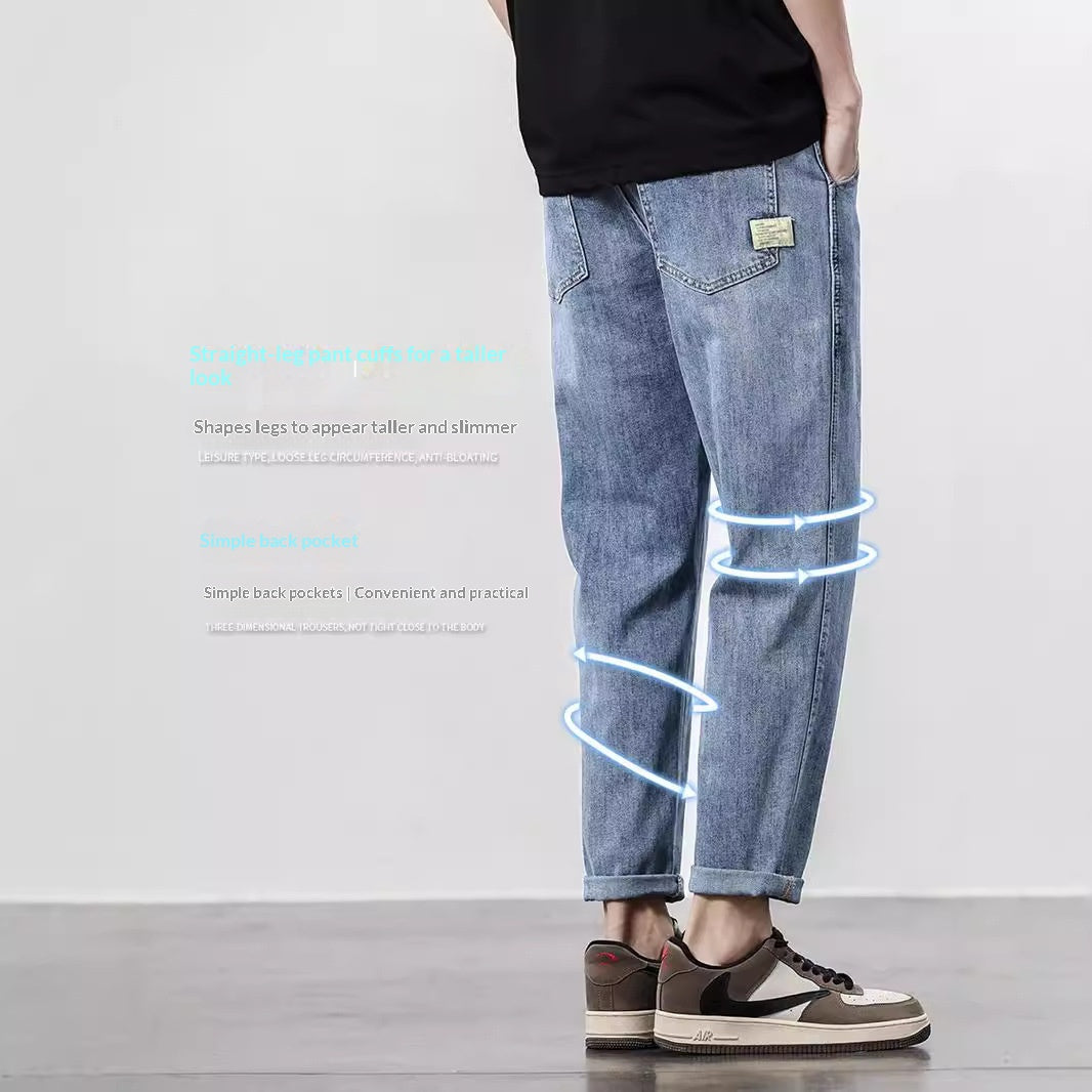 Jeans Denim minces Hommes perdre la jambe droite