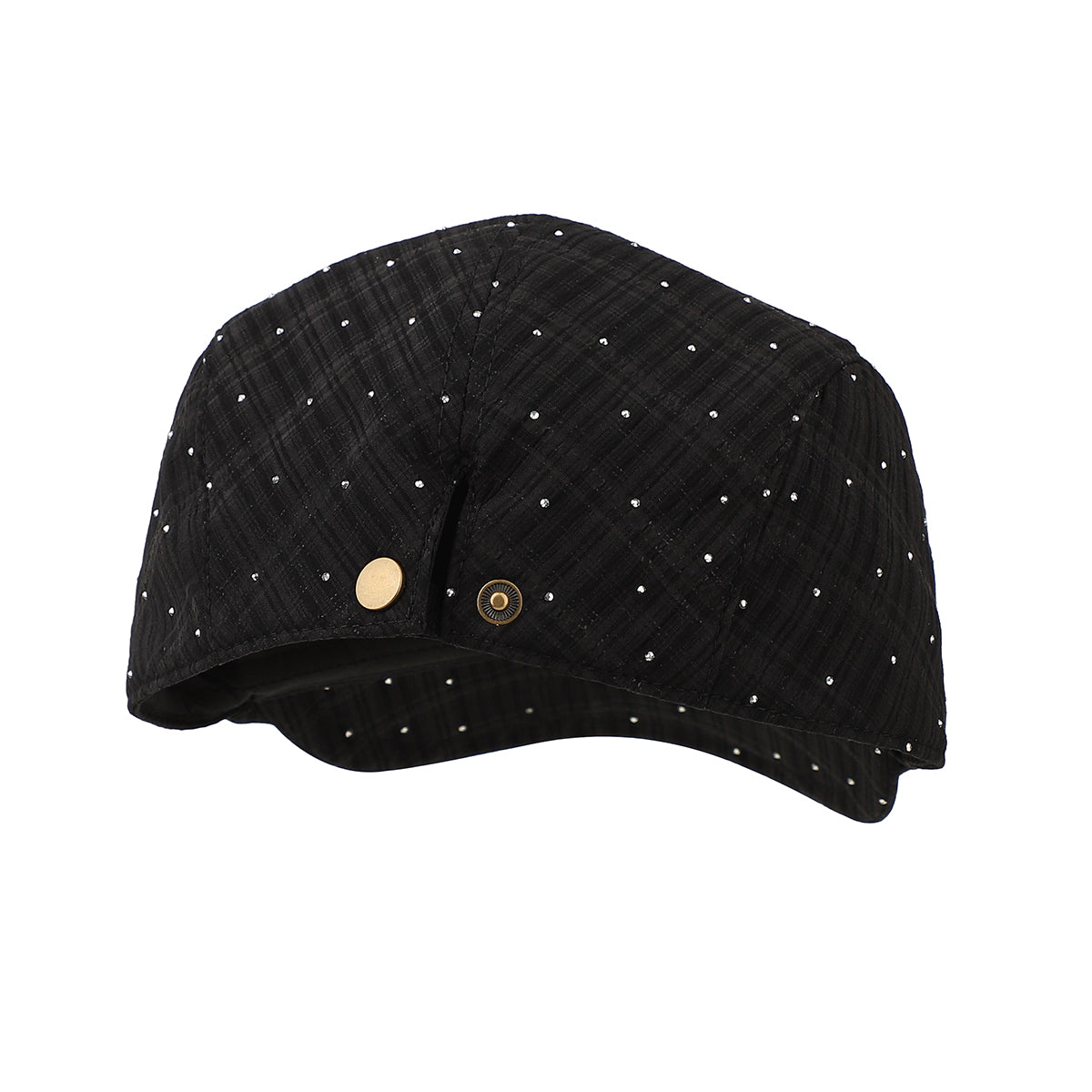 Été léger à paillettes à vérifier Pattern Cap avant avec respirant plissé courte Brim F