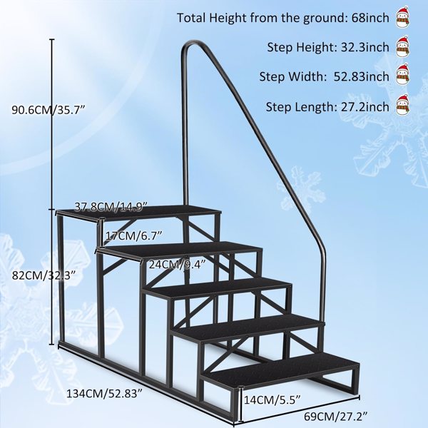 Échelle à 5 pas avec barre de maintien