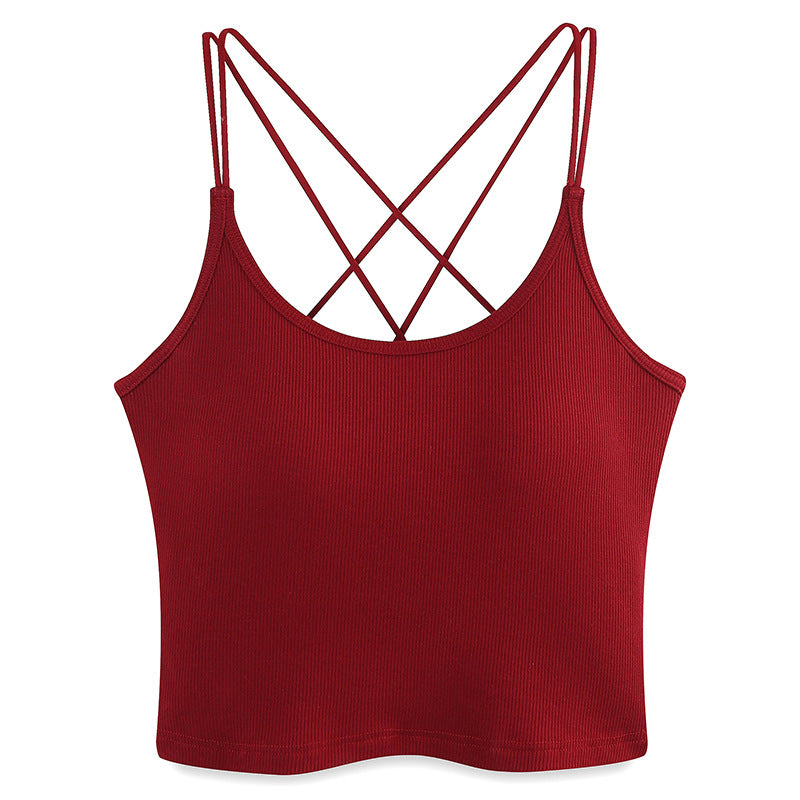 Été Sexy Chaud étourdissant Cross back Sheer sanglé Back beauté Camisole