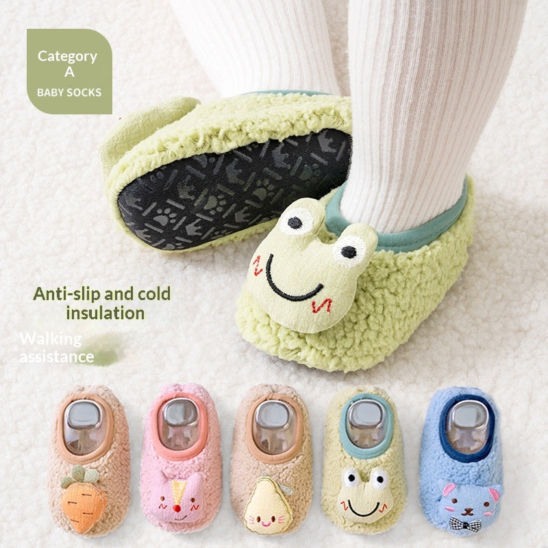 Chaussettes de sol antidérapantes pour les enfants Lignées de polaire chaude et extra-épaississantes comme vos petits enfants