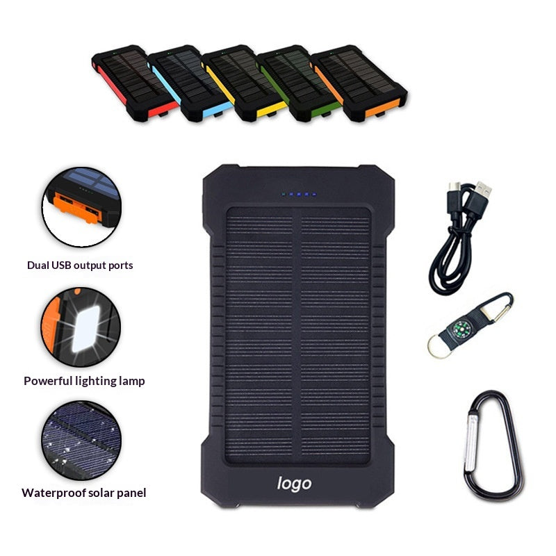 Outdoor 20000mAh Haute capacité LED-Backlit Waterproof Solar-Powered Portable Power Bank