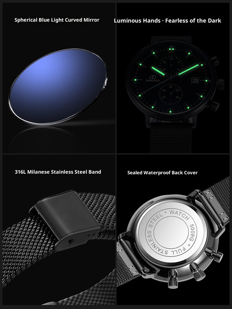Montre Quartz pour homme à l'épreuve de l'eau lumineuse