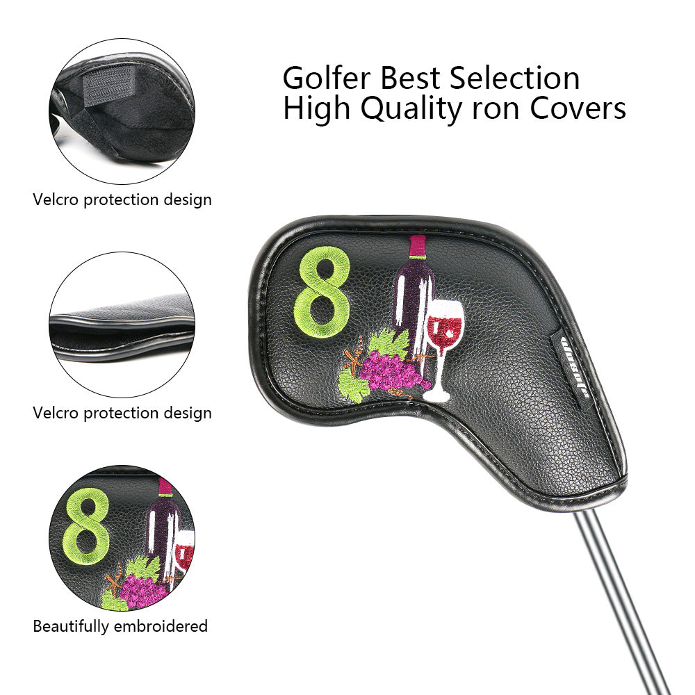 Golf Iron Rod Sleeve Ball Arm Cap en verre de vin Motif haut de gamme Pu Rod Head Protective Cover