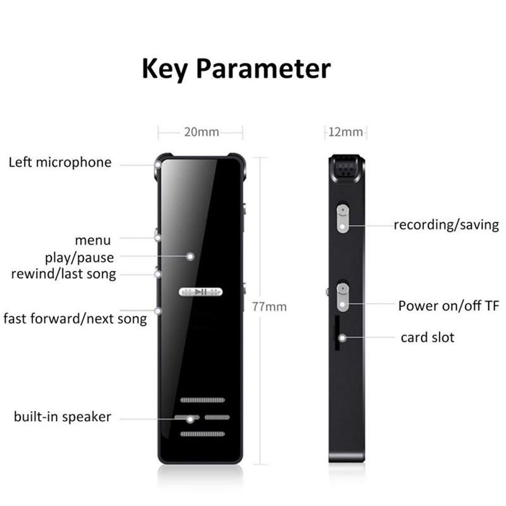 128G Enregistreur audio Spy Digital Voice activé Mini lecteur MP3 dictaphone son