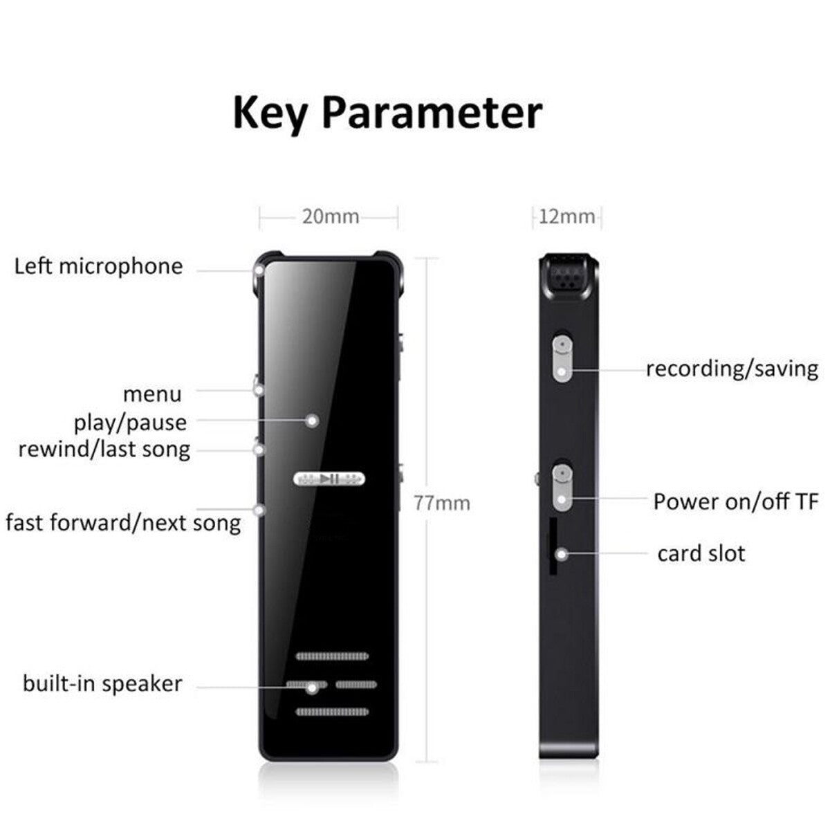 128G Enregistreur audio Spy Digital Voice activé Mini lecteur MP3 dictaphone son