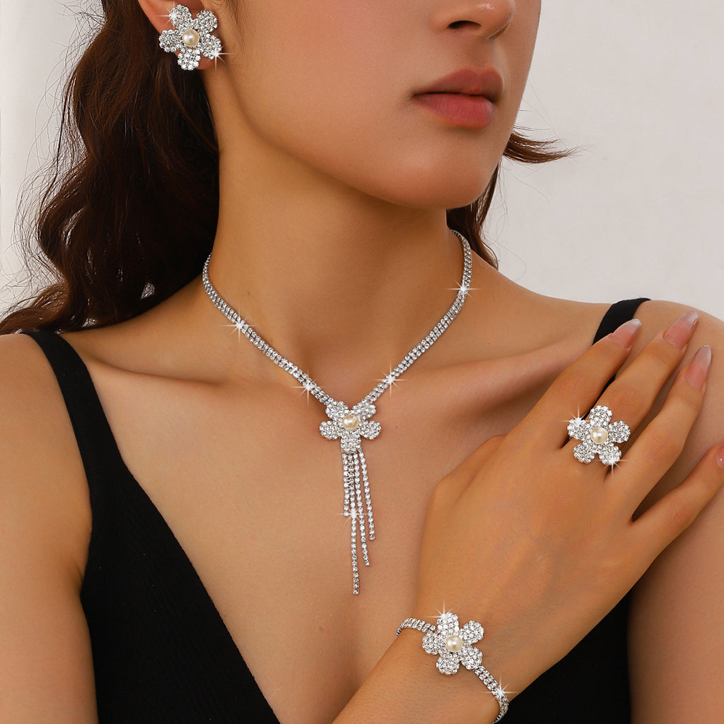 Ensemble de bijoux femme longue fleur Tassel Claw Chain