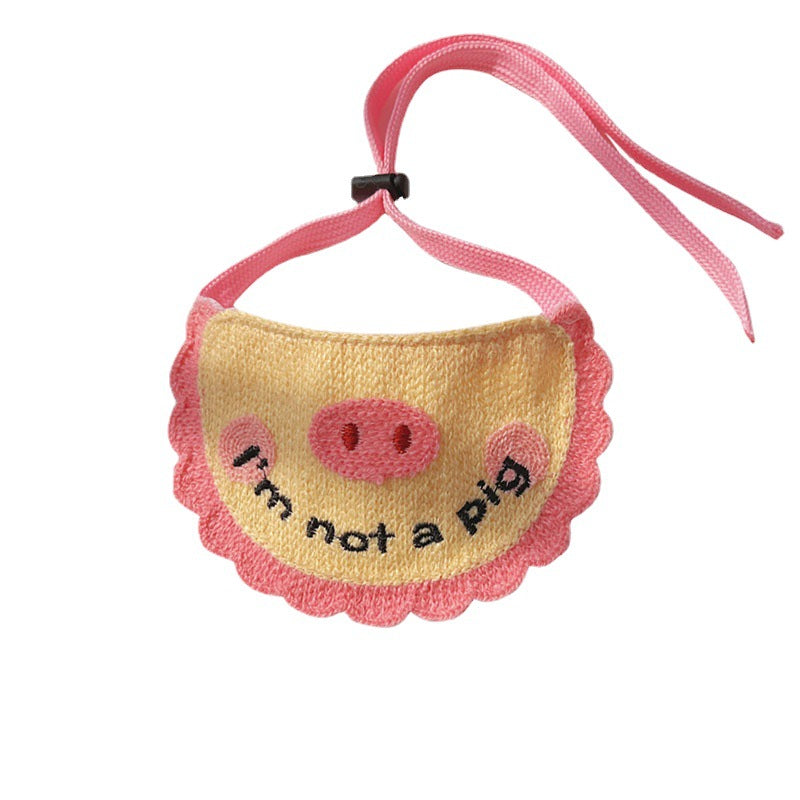 Bib de chat brodé en dentelle de style animal