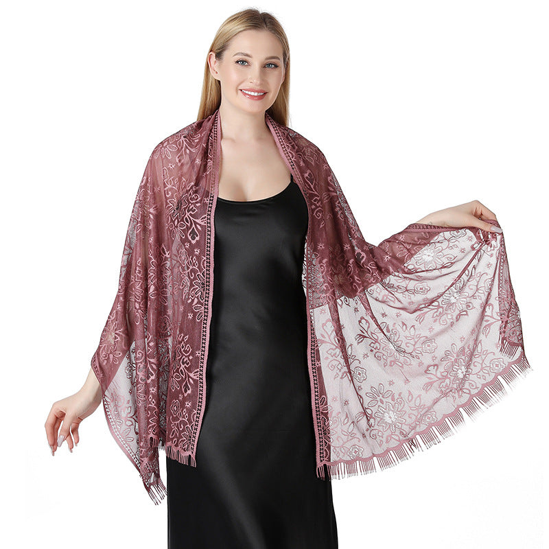 Tie-dye Floral Dentelle Écharpe Châle