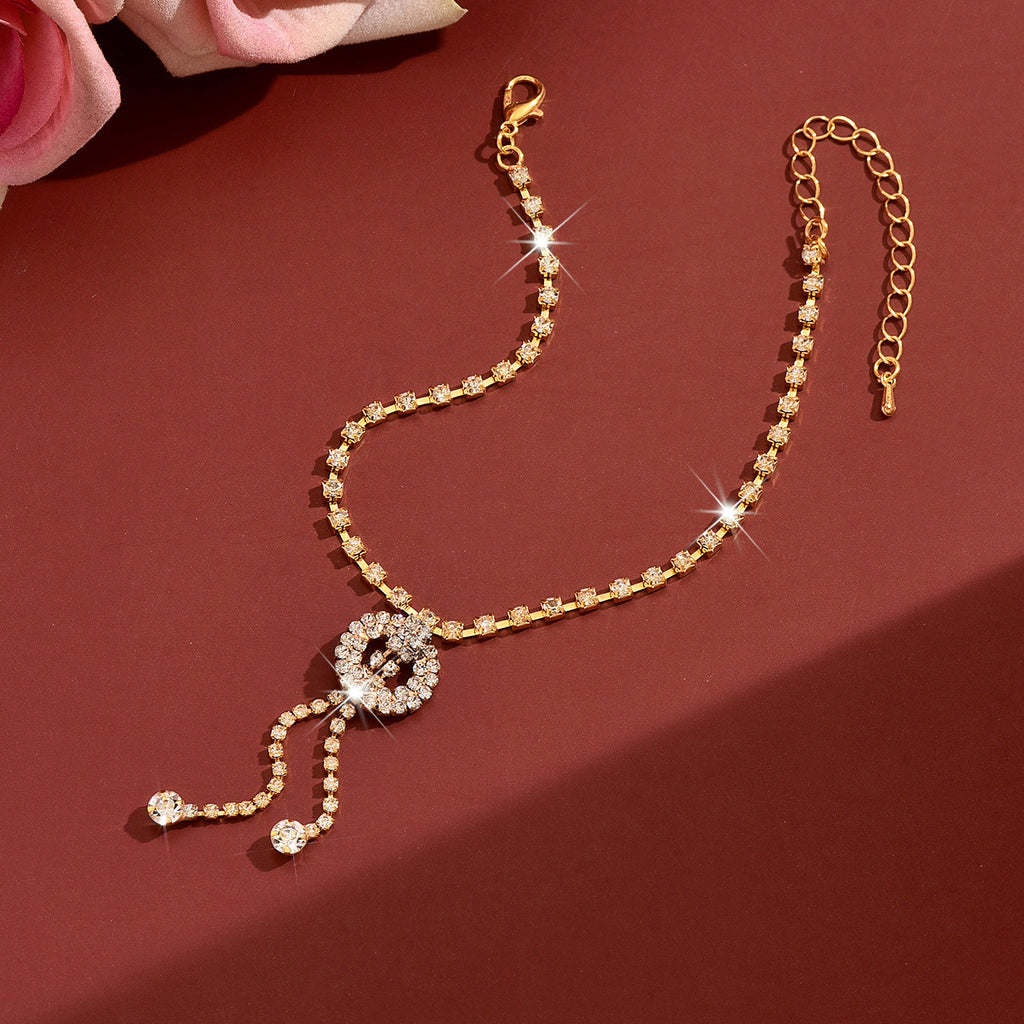 Femme Été simple Strass Tassel Geometric Anklet