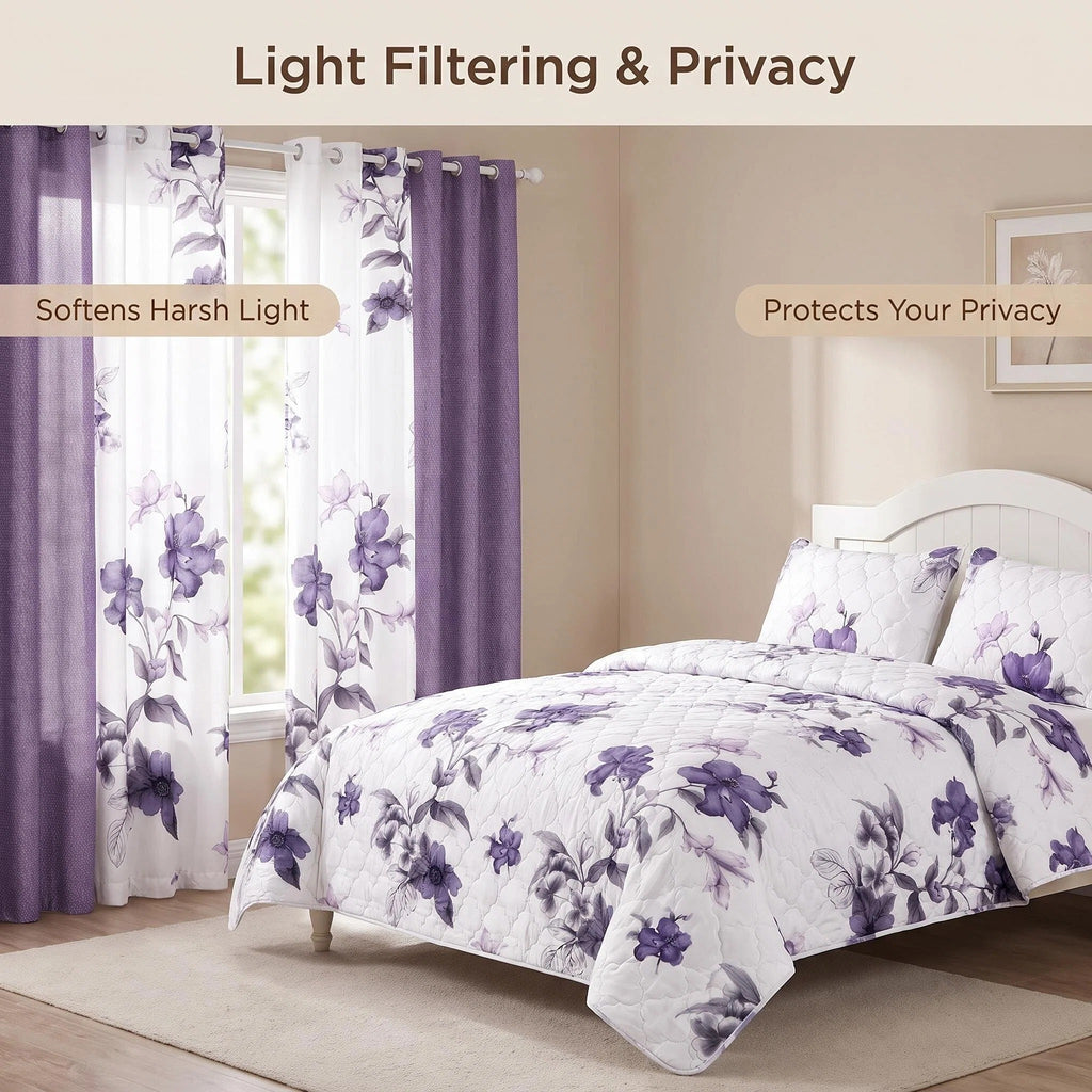 Couche de lit et rideau pour la fleur de 9 piece pour roi de Californie