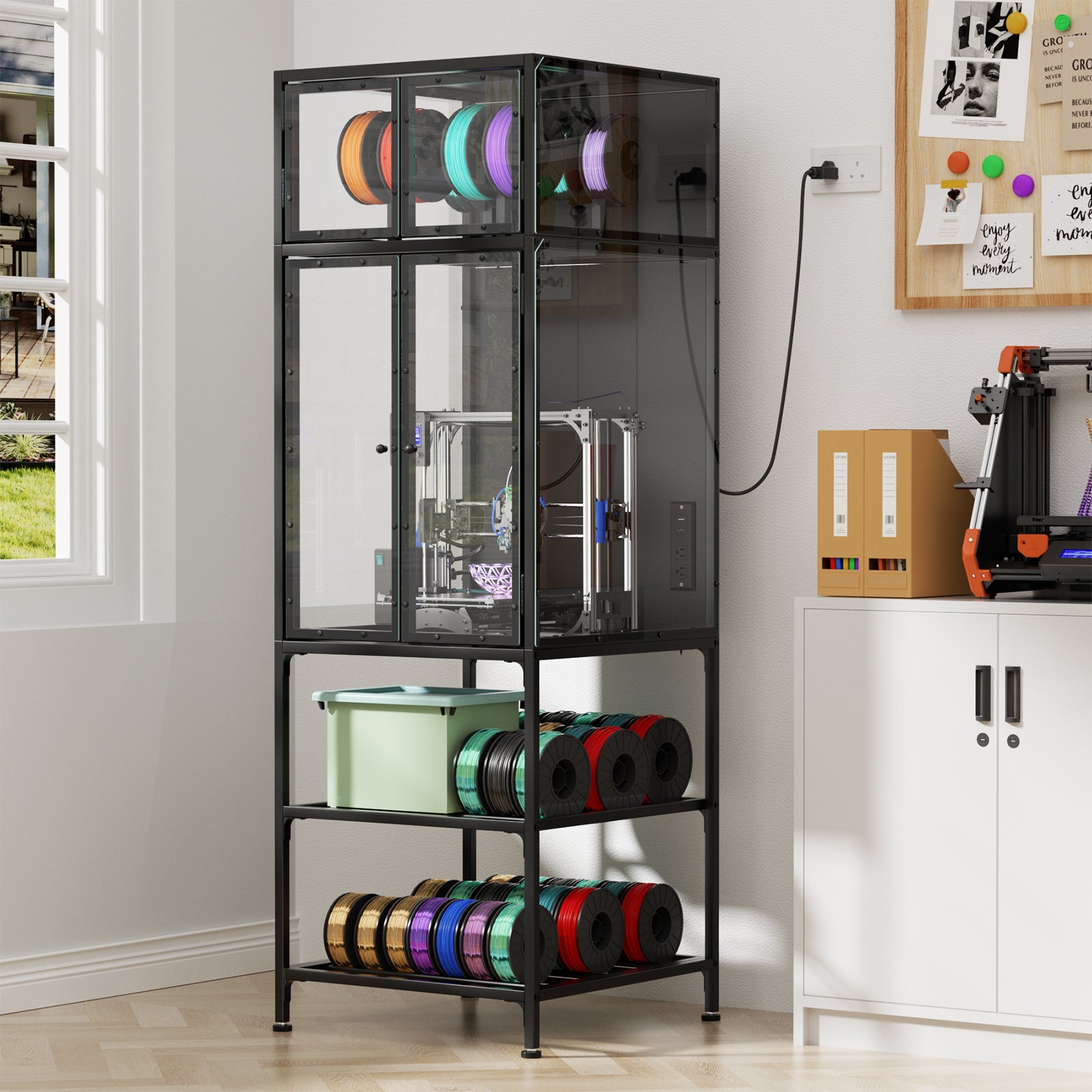 Armoire d'impression 3D avec rack de rangement pour imprimante 3D double couche
