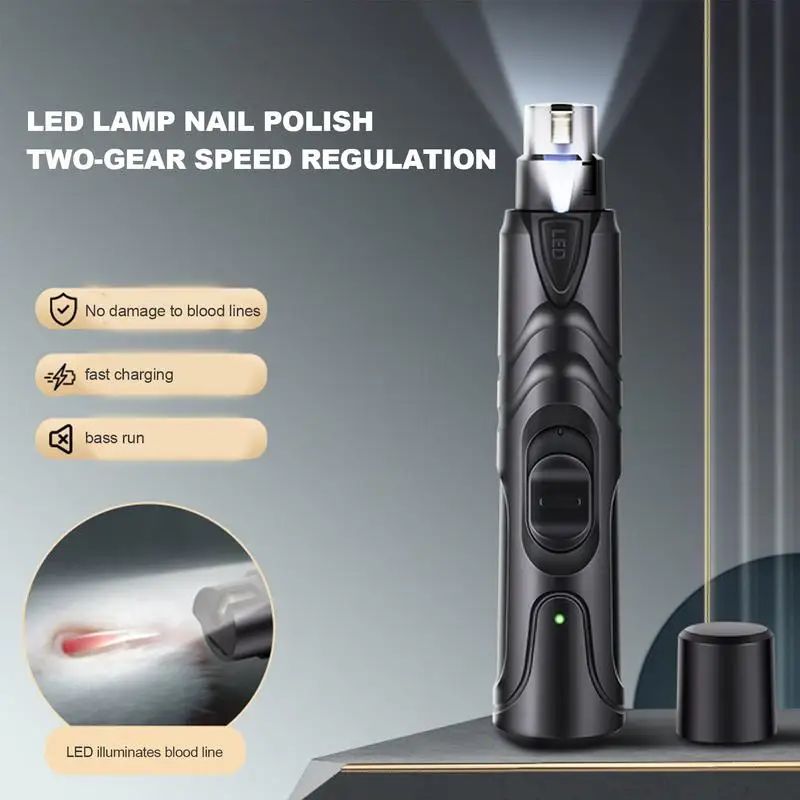 Clippers à ongles de chien éclairé 2-Speed Rechargeable Dog Grinder Paws Painless Grooming & S