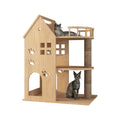 Arbre de chat en bois avec lit de chat intégré