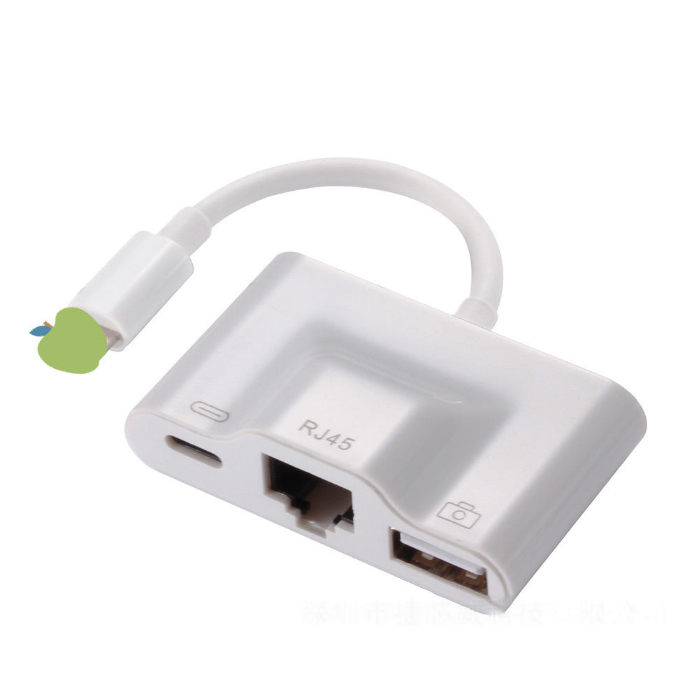 LRU301 adaptateur USB OTG 3 en 1 8pin Ethernet RJ45 pour lecteur de caméra