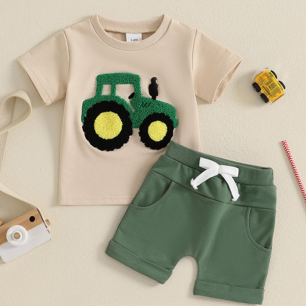Garçons tout-petits Outfits d'été Camion Brodé Col rond