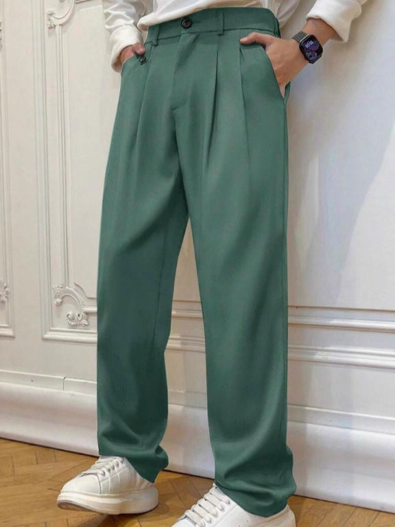 Pantalon de costume polyvalent de couleur solide pour homme