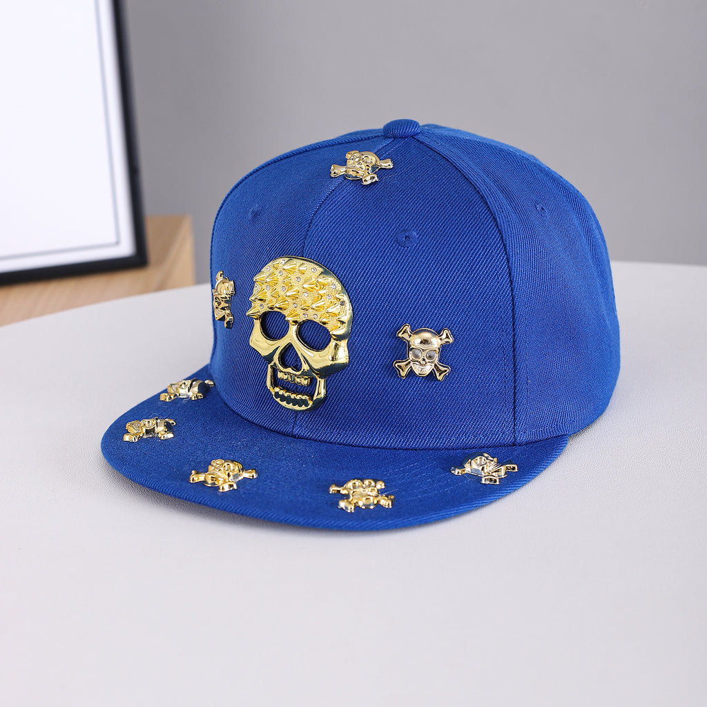 Crâne en métal identique hommes et femmes Rivet Versatile Punk Rock Style Flat-brim Baseball
