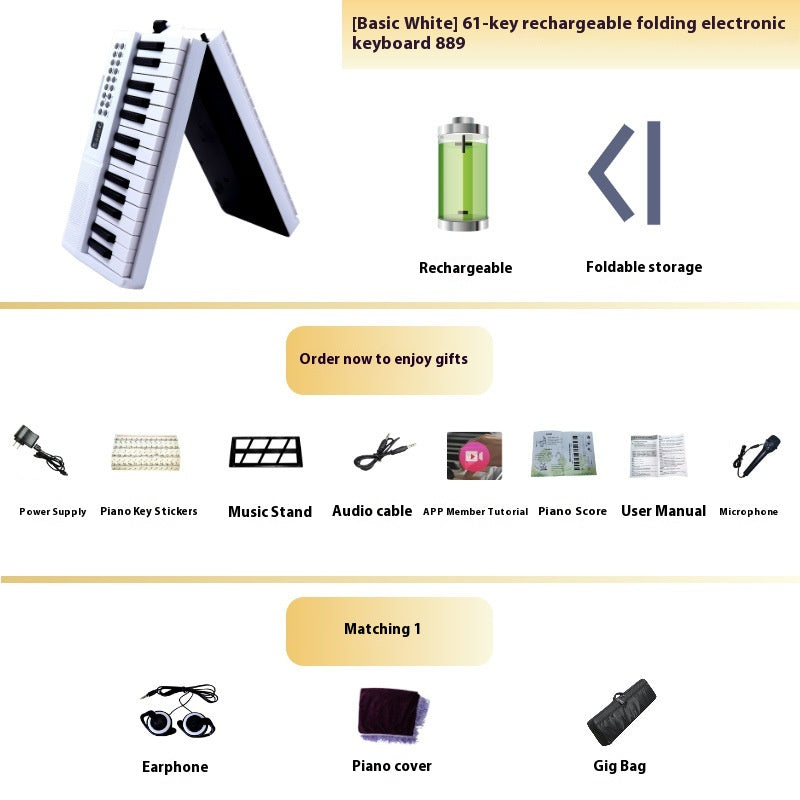 Chargement Portable Smart pliage 61 Piano à clé