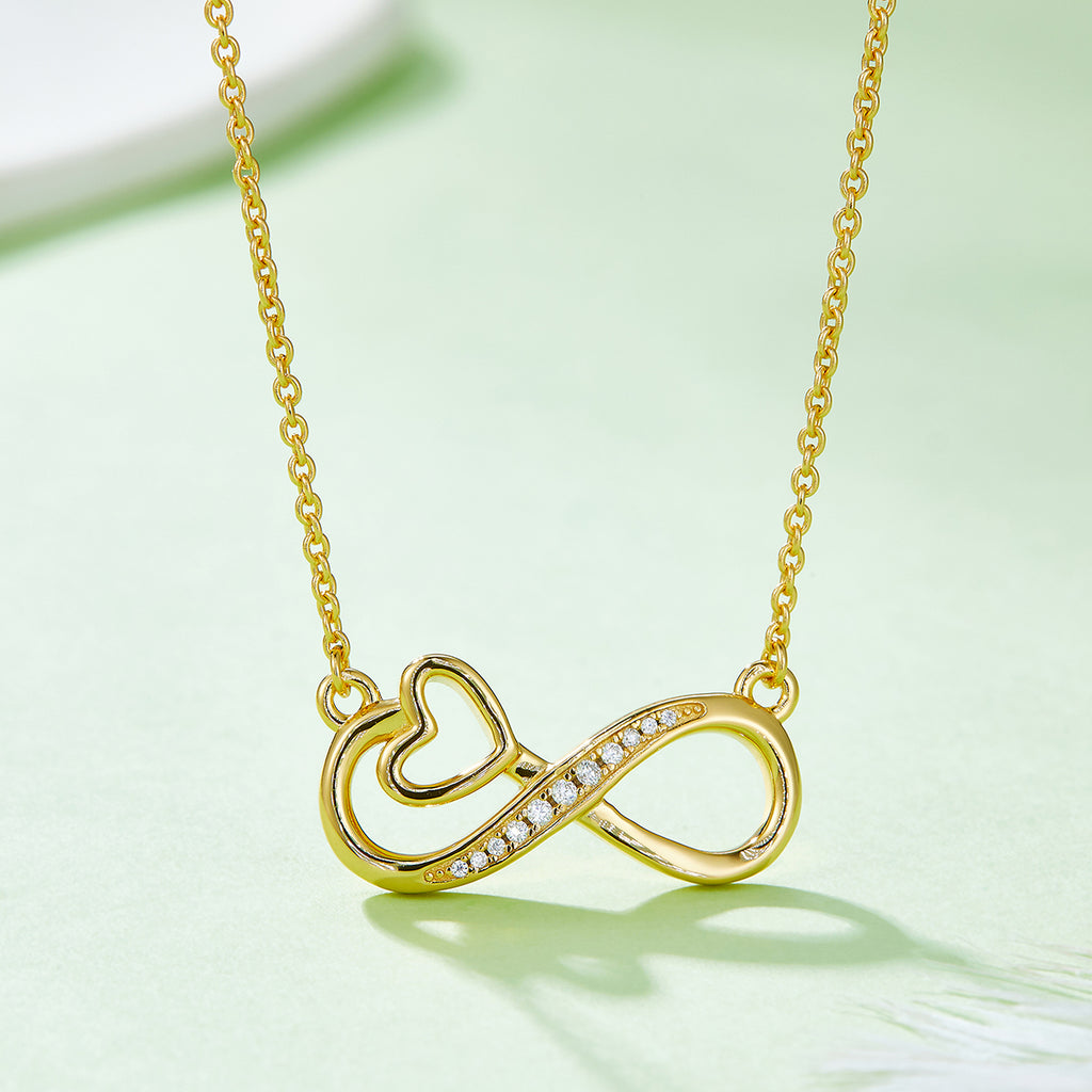 3.7g S925 Argent Sterling 11 Pierre Moissanite Infinity Collier Coeur 45cm Platine plaqué
