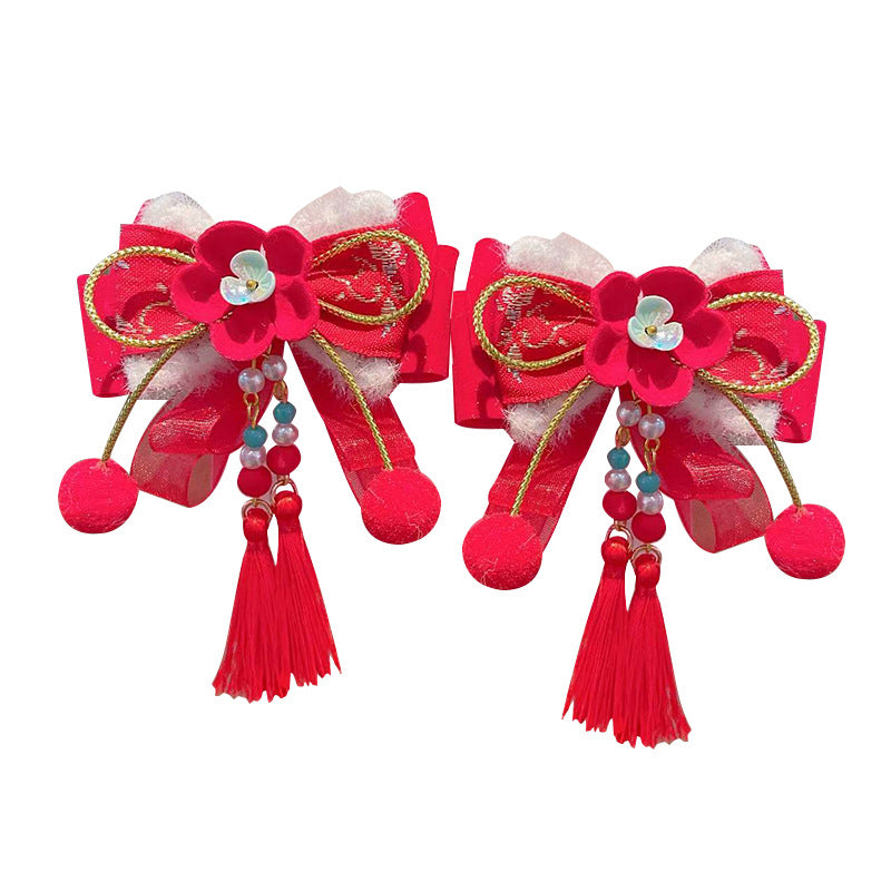 Accessoire pour les cheveux de style chinois Red Bow