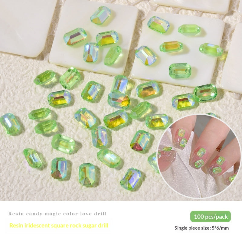 Ensemble de cube de glace Hued d'Aurora en forme de petit clou carré Strass