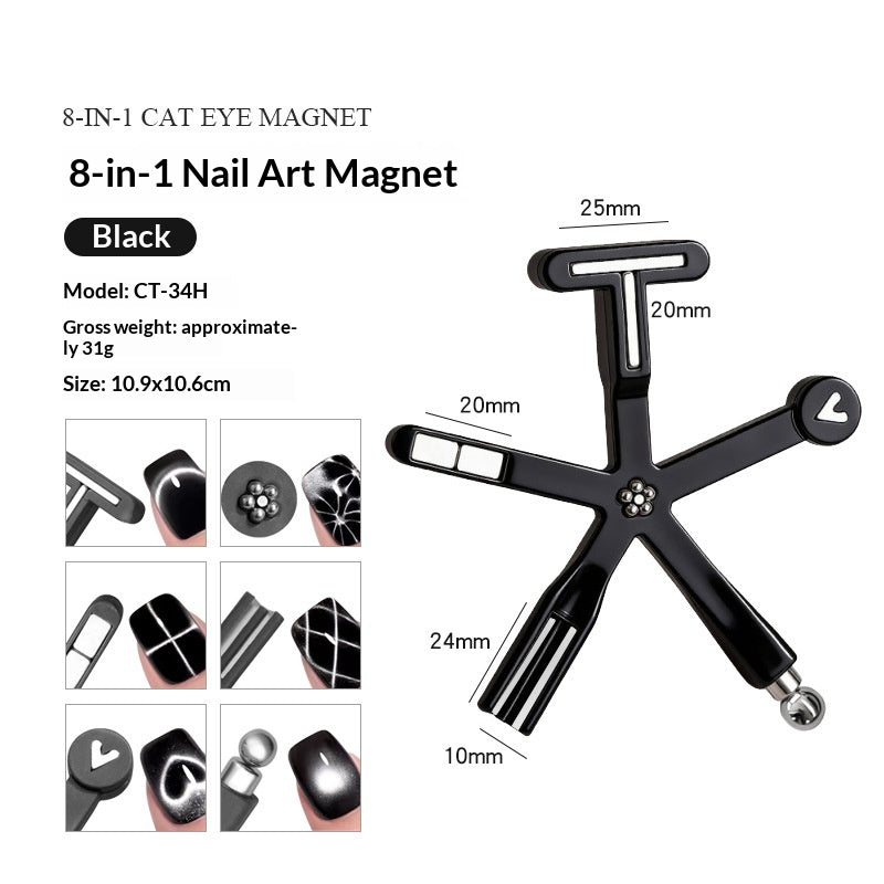 Outil magnétique d'art à ongles à oeil de chat le plus vendu 8-en-1