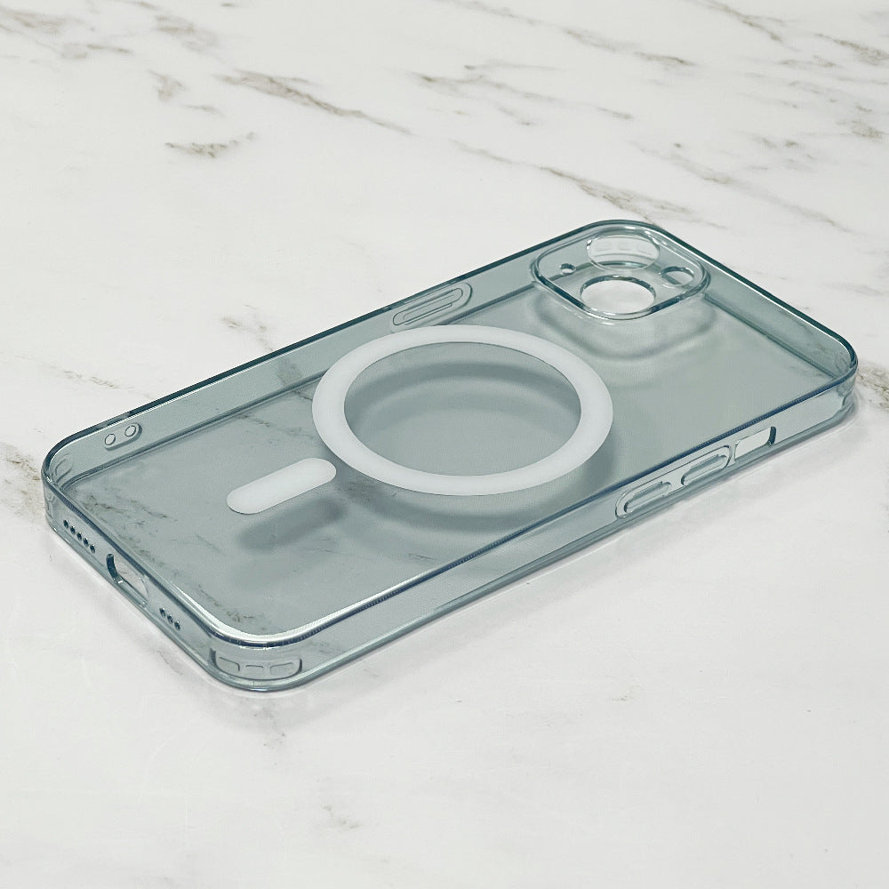 Boîtier de téléphone mobile Magsafe magnétique en verre transparent