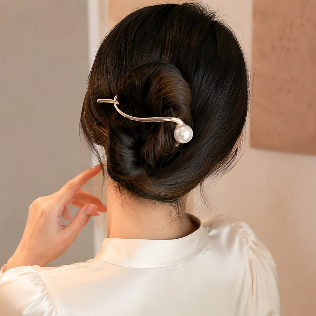 Perle épingle à cheveux en métal pour femmes