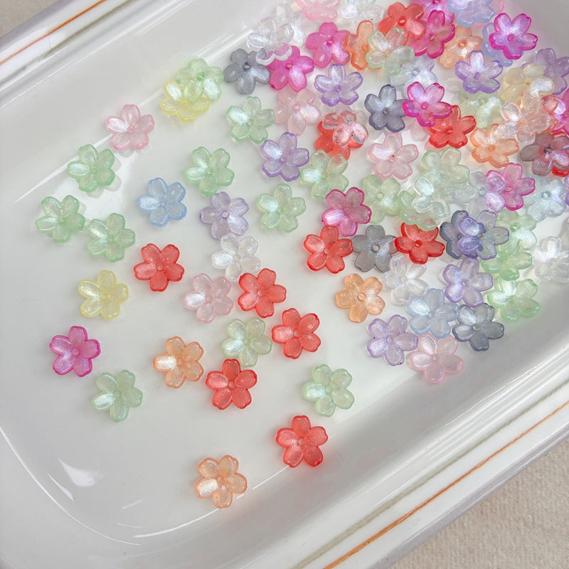 11mm Perles de fleur en acrylique 5-Petal Glitter