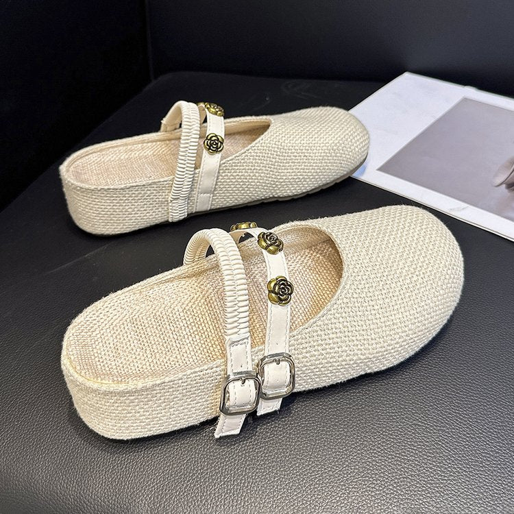 Platform Augmentation de la hauteur Woven orteil fermé Mules pour les femmes