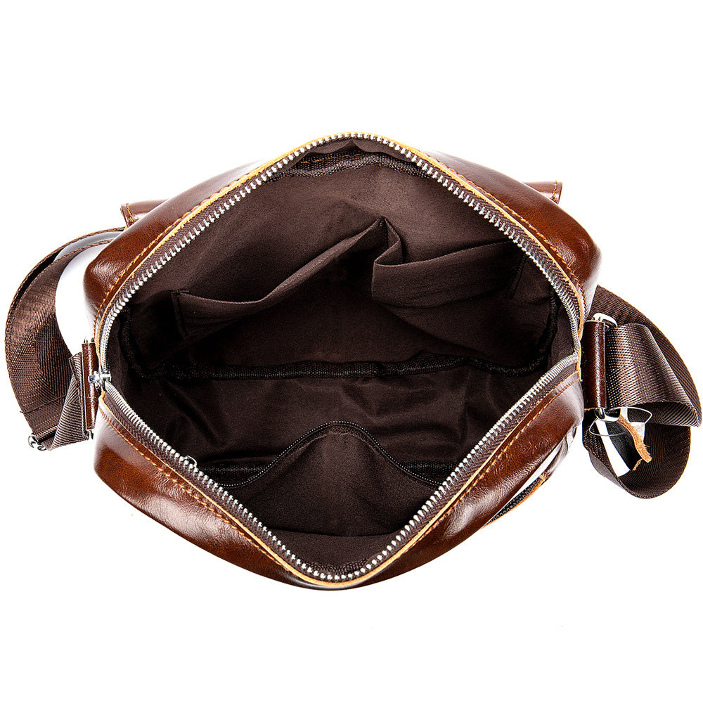 Sac de messager en cuir homme Vintage Casual Première couche Cowhide