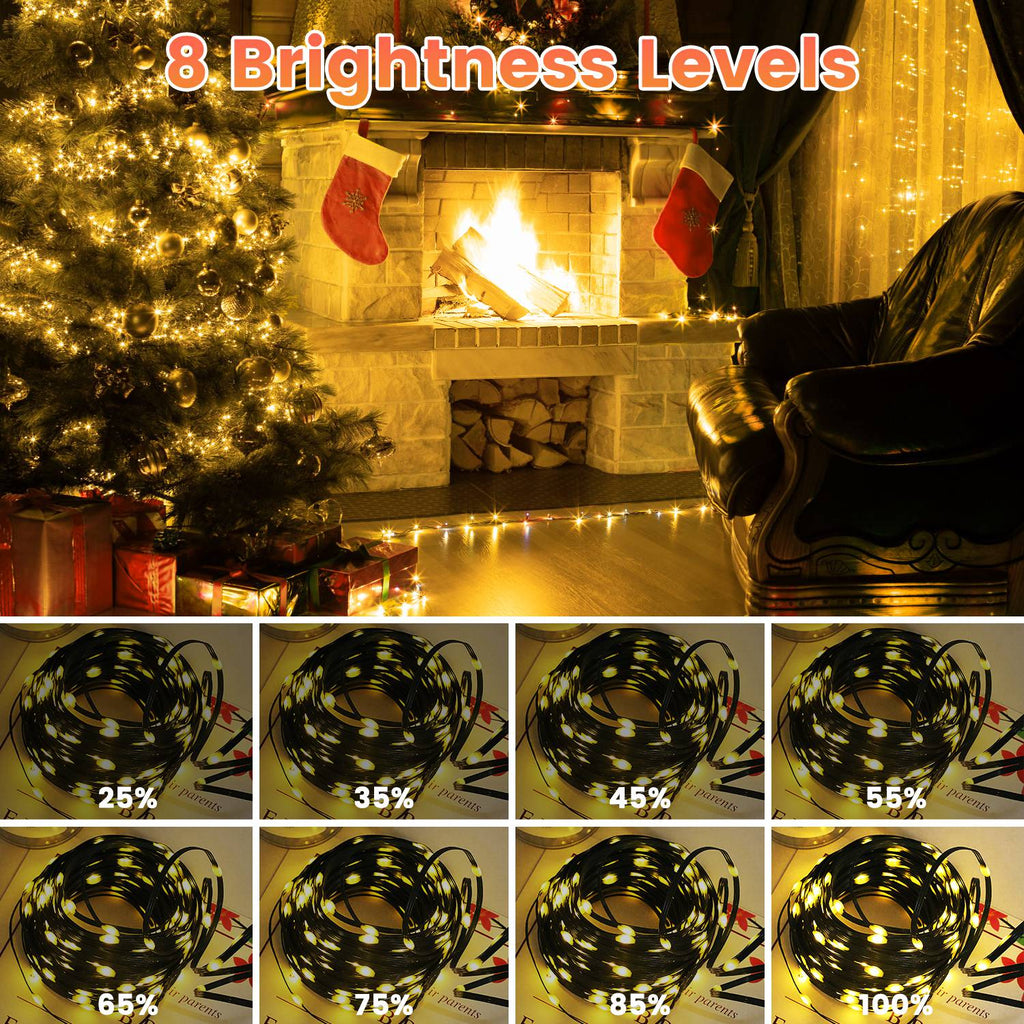 330FT String Lights Outdoor Christmas Decoration Lights With Remote IP44 Waterproof 8 Ligh