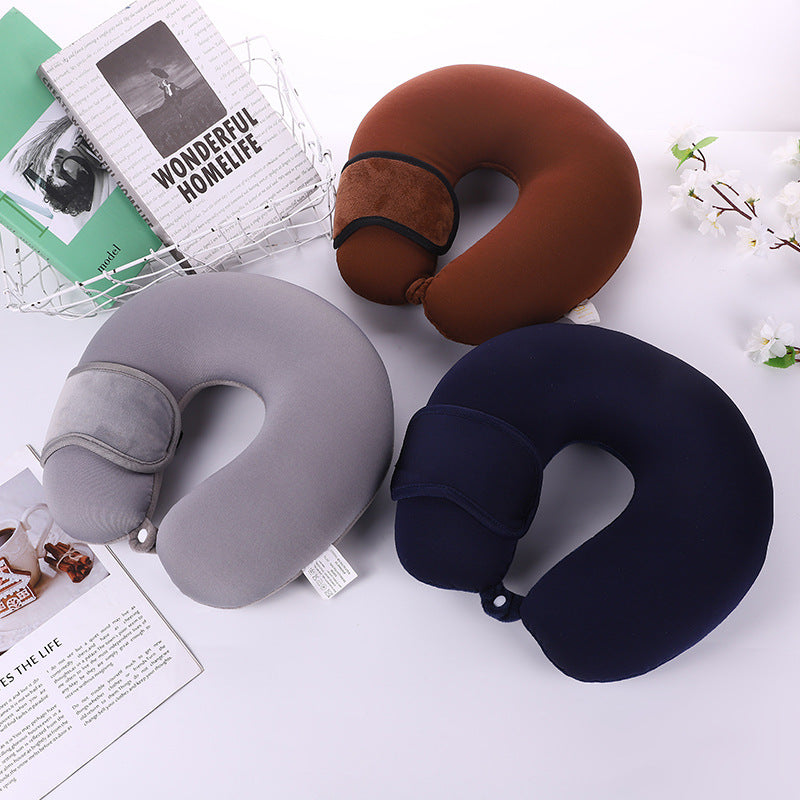 Cou de voyage en forme U Oreiller avec le masque à yeux intégré 200g