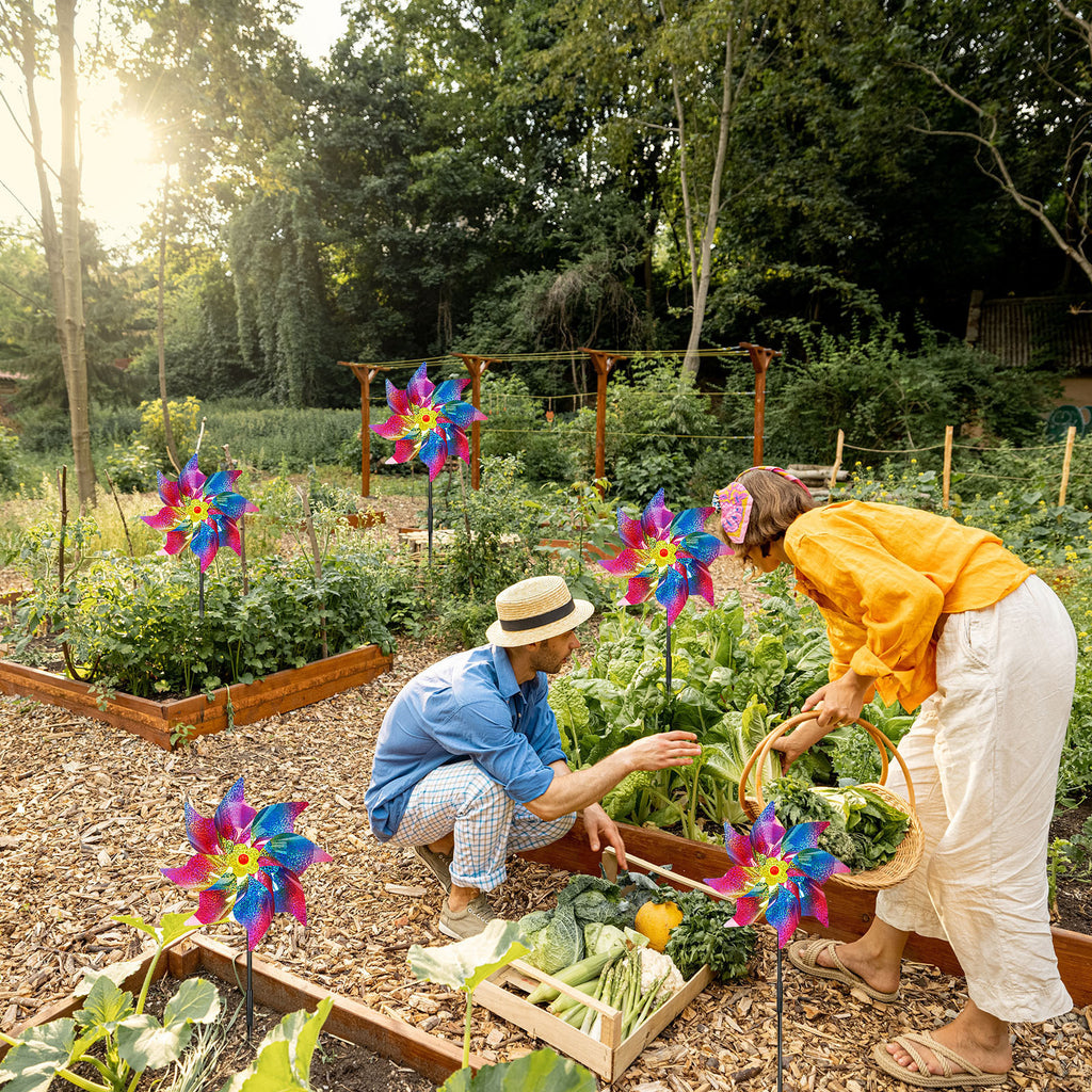 Décorations de soirée et accessoires — Ensemble de moulins à vent pour l'écurie des oiseaux — 6 moulins à vent pour le jardin