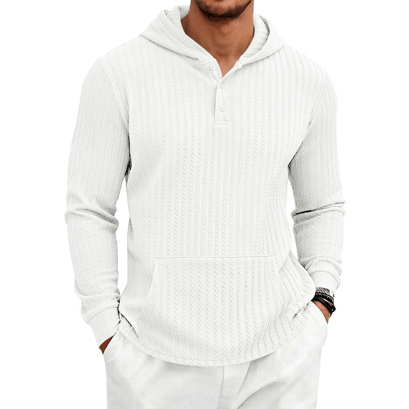 Herringbone Jacquard Texturé Casual Hommes Hoodie