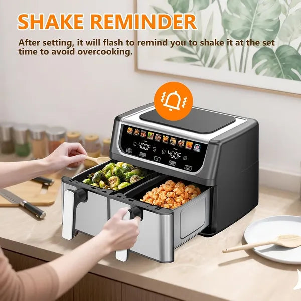 9.5 Quart Large Double Basket Air Fryer with Dual Basket