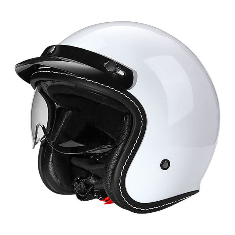 Casque de moto vintage avec visière intégrée rétractable