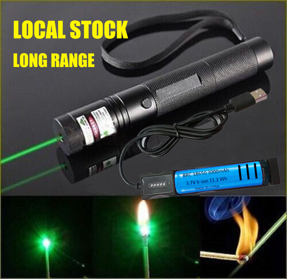 Stylo pointeur laser vert lumière visible faisceau Lazer Torche 532nm 1mw USB rechargeable Flashlig