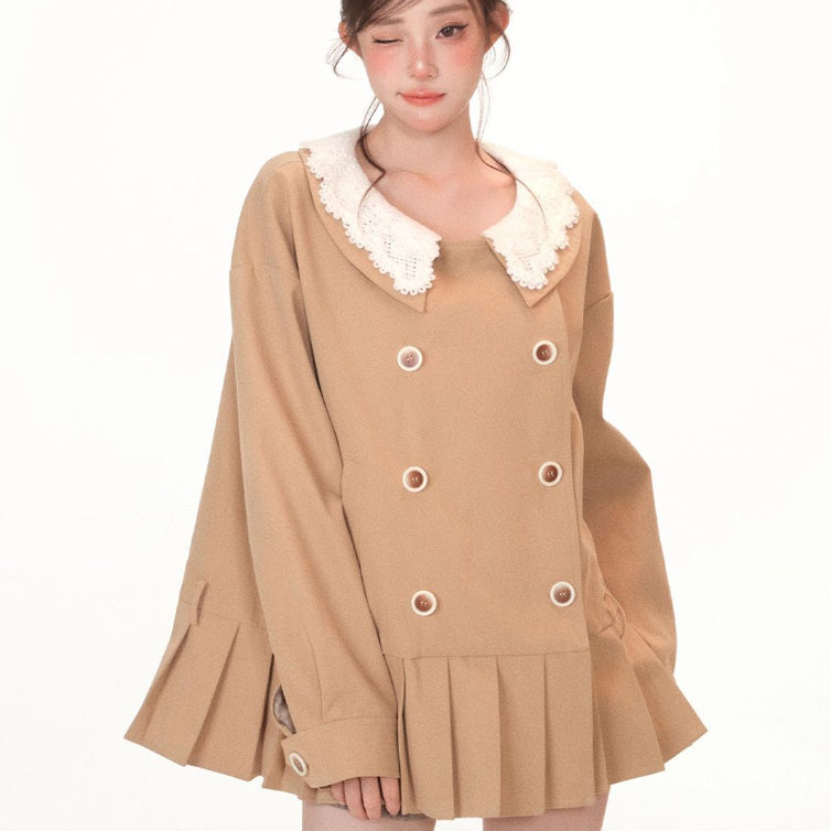 Coat Collegiate britannique de style kaki pour femmes