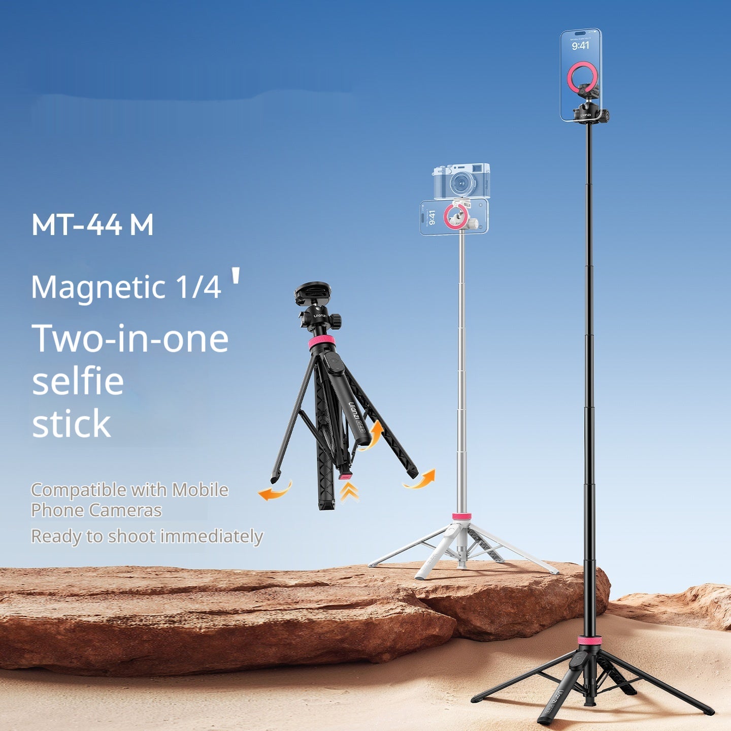 Stick de selfie universel magnétique deux en un