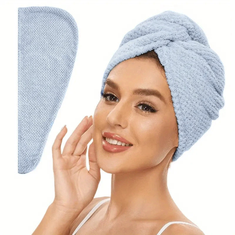 Casquette de séchage des cheveux de Fleece de corail pour femmes
