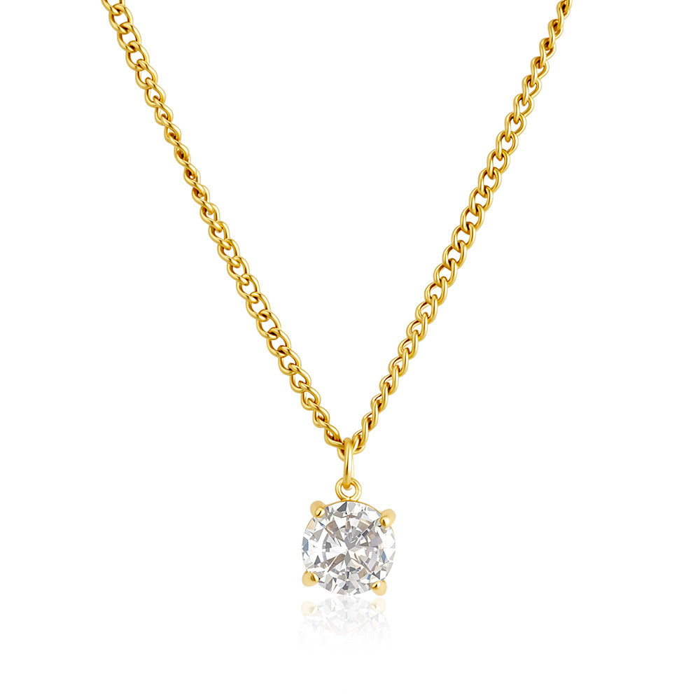 Collier de Zircon en acier inoxydable plaqué or 18K avec finition luxueuse